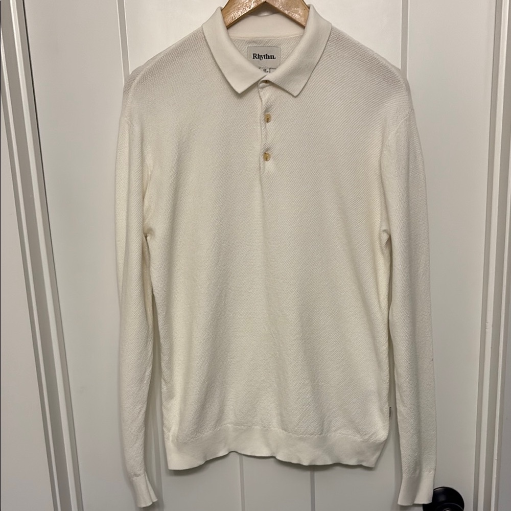 Rhythm Ivory Textured Polo Shirt